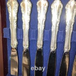 REED BARTON DRESDEN ROSE SILVERPLATE SET FLATWARE W Anti Tarnish Chest BOX 39