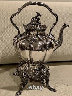 REED & BARTON Winthrop Silverplate Footed Coffee Tea Set #1780, 1794 Rare Sterno