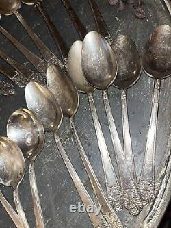 ROGERS DELUXE PRECIOUS SILVERPLATE 56 PIECE FLATWARE SET Stainless Silver Plate