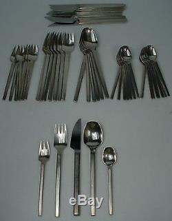 ROSENTHAL silver LINEAR silverplate 47pc SET SERVICE for EIGHT (-1 soup spoon)