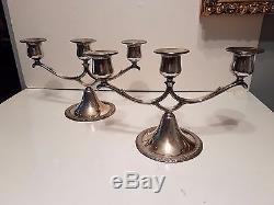 Rare 1847 Rogers Silver-plate Candle holders First Love Set Pair Candelabra