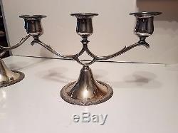Rare 1847 Rogers Silver-plate Candle holders First Love Set Pair Candelabra