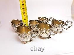 Rare Antique Silver Plated Gallia Christofle Liquor Cup Holders Set 6