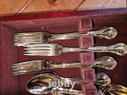 Rare Vintage Godinger Gold Plated Flatware Set With OG Box. 51 Pieces! Amazing