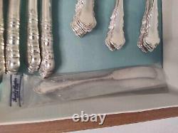 Reed & Barton Dresden Rose pattern 72 pc silver plate and mirror flatware set