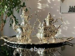 Reed & Barton Silverplate WINTHROP 1795 Footed Coffee/Tea Set and Tray