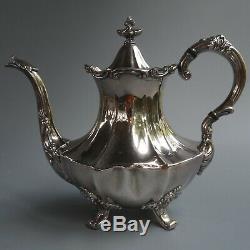 Reed Barton Victorian Silver Plate Coffee Tea Pot Sugar Bowl Lid Creamer 4pc Set