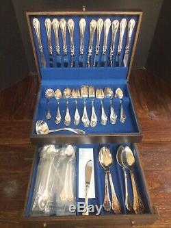 Reed and Barton Country Charm Silverplate Flatware Complete Set For 12 With Extra