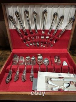 Reed and Barton Dresden Rose Silverplate Flatware Set 42 Pieces