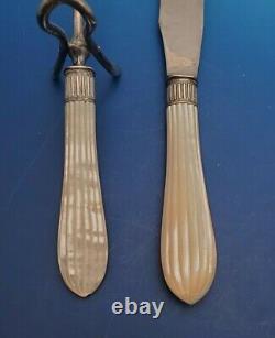 Ribbed Design Mother of Pearl Handle Large Carving Set 2 Pc. #11938