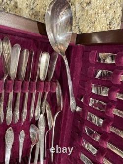Rogers Bros 1847 First Love Silverware 12 Settings + Serving Pcs + Box 84 Pcs