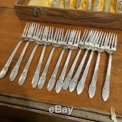 Rogers Bros First Love Pattrn Service for 12 Silverplatd Flatware Set 73 pieces