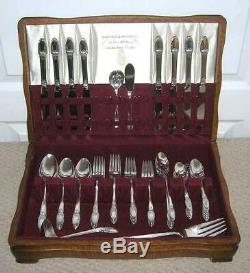 Rogers Bros First Love Silverplate Flatware Set Service For 8 With Chest 63 Pc