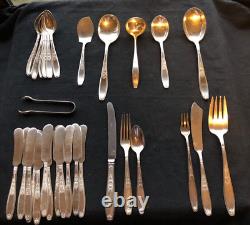 Rogers Silverplate Flatware Ambassador Forks Knives Spoons 105 pc Set Box Chest