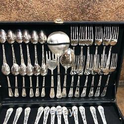 Rogers & Sons Silver Plated 53 Piece Flatware Set w Case 12 Place Setting