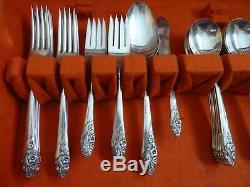SERVICE FOR 10 Oneida 1950's EVENING STAR SILVERPLATE COMMUNITY PLATE +chest