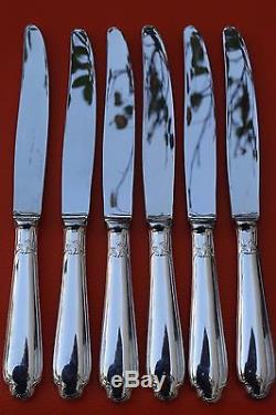 SET CHRISTOFLE POMPADOUR SILVERPLATE DINNER Spoons Forks Knives 24 pieces