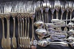 SET Christofle CLUNY Silver-plate Table Fish Cake Dinner Forks Spoons Ladle