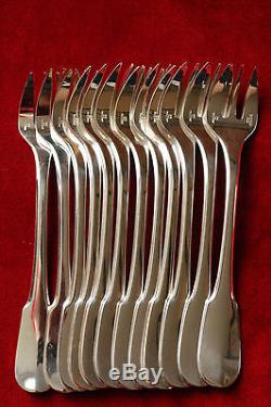 SET OF 12 FRENCH CHRISTOFLE OYSTER FORKS CLUNY SILVER PLATE FRANCE NEW