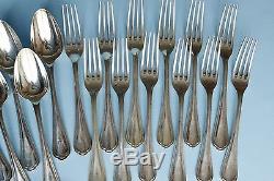 Set Of 24 French Christofle Dinner Table Forks / Spoons Spatours Silver Plate
