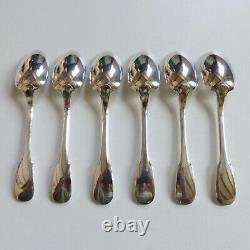 SET OF 6 CHRISTOFLE CLUNY SILVER PLATED DESSERT SPOONS 6 7/10 (set #2)