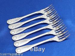 SET OF 6 Christofle VENDOME Coquille Shell Silver-plate Cake Pastry Forks 6 1/4