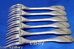 SET OF 6 Christofle VENDOME Coquille Shell Silver-plate Cake Pastry Forks 6 1/4