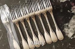 SET OF 8 FRENCH CHRISTOFLE DESSERT SALADE Forks VERSAILLES SILVER PLATE One NEW
