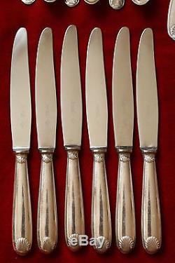 SET OF CHRISTOFLE VENDOME SILVERPLATE DINNER SET Forks Spoons Knives + Ladle