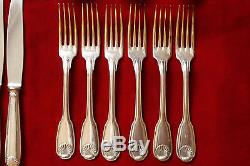 SET OF CHRISTOFLE VENDOME SILVERPLATE DINNER SET Forks Spoons Knives + Ladle