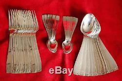Set Of French Christofle Dinner Table Spoons & Forks In Saigon Silver Plate