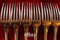 SET of 12 Christofle BERAIN / VENDOME Silver-plate Dinner Table Forks Spoons