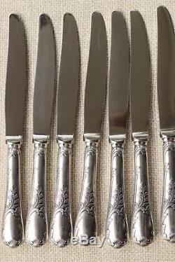 SET of 12 Christofle MARLY Silver-plate Table knives FRANCE Louis XV