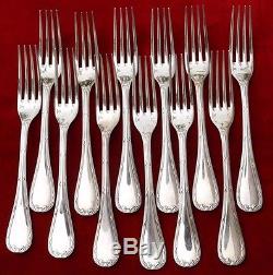 SET of 12 Christofle RUBANS Silver-plate dinner Forks FRANCE