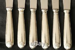 SET of 6 Christofle BERAIN Coquille Silver-plate Table knives MAROT or VENDOME