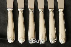 SET of 6 Christofle BERAIN Coquille Silver-plate Table knives MAROT or VENDOME