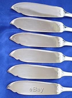 SET of 6 Christofle MALMAISON Silver-plate Fish Knives 7 3/4 FRANCE