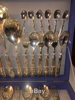 SILVERWARE Italy SILVER Plated VINTAGE + 50 Pieces Plated Silverware With Case Set