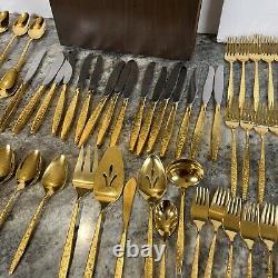 Service For 16 Rare 1847 Rogers Bros GOLD Plated Dinnerware Flatware 106 Pieces