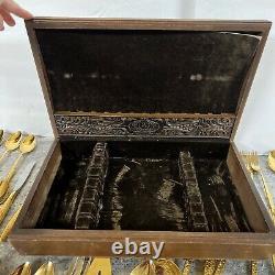 Service For 16 Rare 1847 Rogers Bros GOLD Plated Dinnerware Flatware 106 Pieces