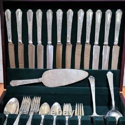 Service for 12 ANCESTRAL 1847 Rogers Bros Silverplate Flatware Set in Case