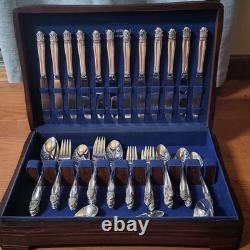 Service for 12 DANISH PRINCESS Silverplate Holmes & Edwards Flatware Set in Case