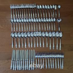Service for 12 DANISH PRINCESS Silverplate Holmes & Edwards Flatware Set in Case