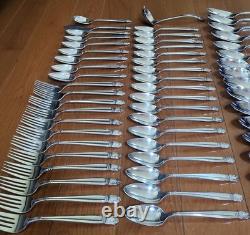 Service for 12 DANISH PRINCESS Silverplate Holmes & Edwards Flatware Set in Case