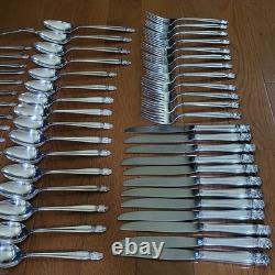 Service for 12 DANISH PRINCESS Silverplate Holmes & Edwards Flatware Set in Case