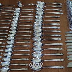 Service for 12 DANISH PRINCESS Silverplate Holmes & Edwards Flatware Set in Case
