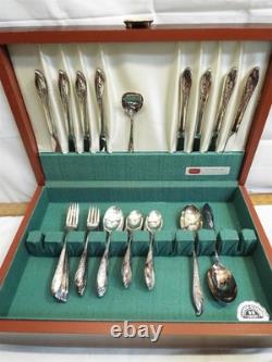 Set 1847 Rogers Bros IS Springtime Silverplate Flatware 51 pcs svc for 8 withBox