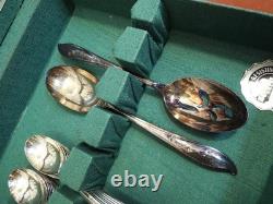 Set 1847 Rogers Bros IS Springtime Silverplate Flatware 51 pcs svc for 8 withBox