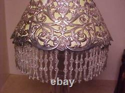Set 4 Gorham Candle Shades 1890's With Liners And Glass Bead Fringe