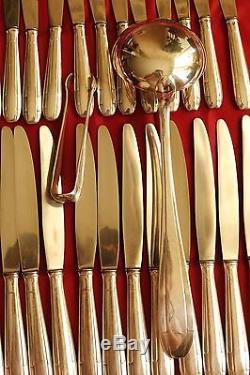 Set Christofle APOLLO ART DECO Silver-plate Knives Forks Spoons Ladle FRANCE